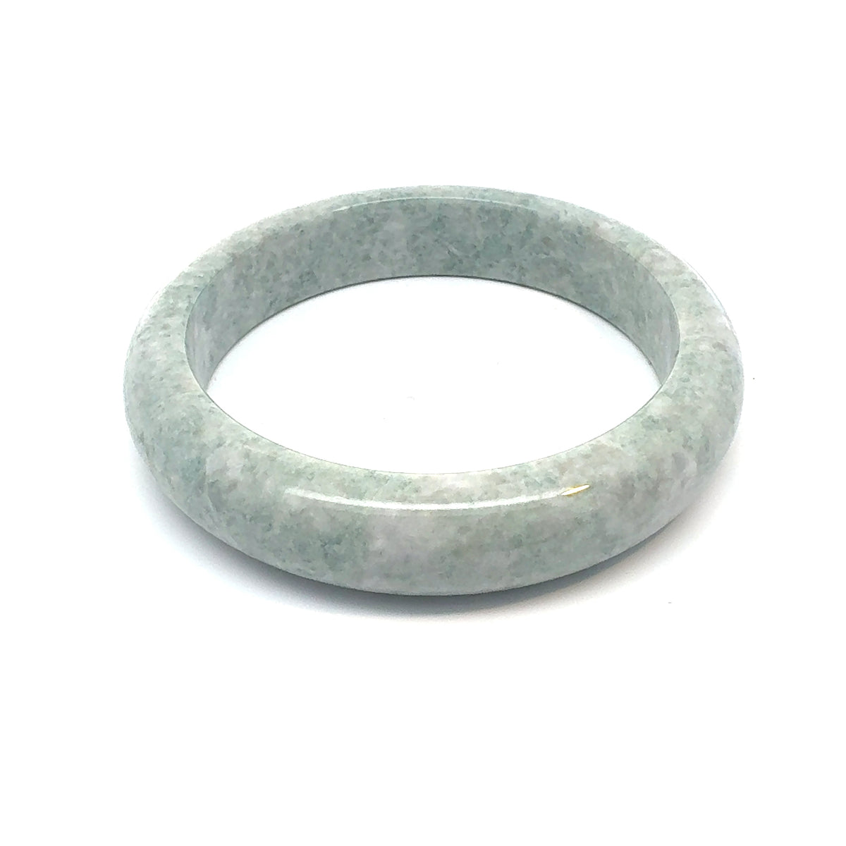QAR Kazakh Jadeite Bangle, Soft Mottled White, Natural Type A