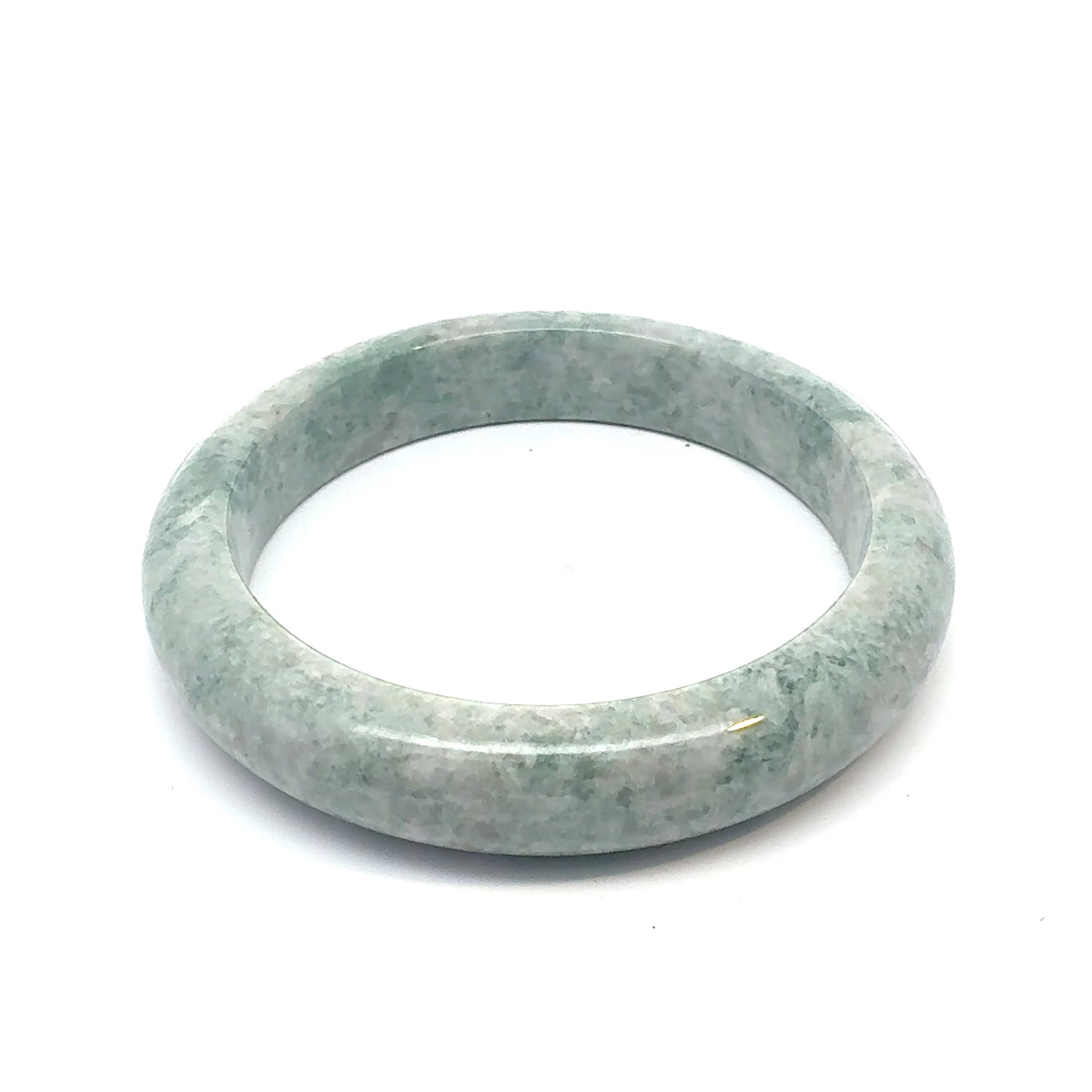 QAR Kazakh Jadeite Bangle, Green and White, Natural Type A