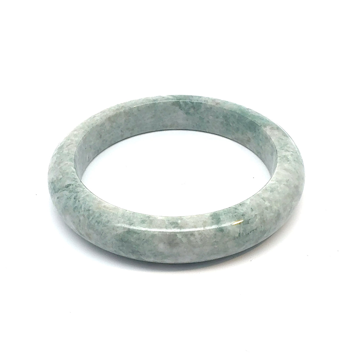 QAR Kazakh Jadeite Bangle, Green and White, Natural Type A