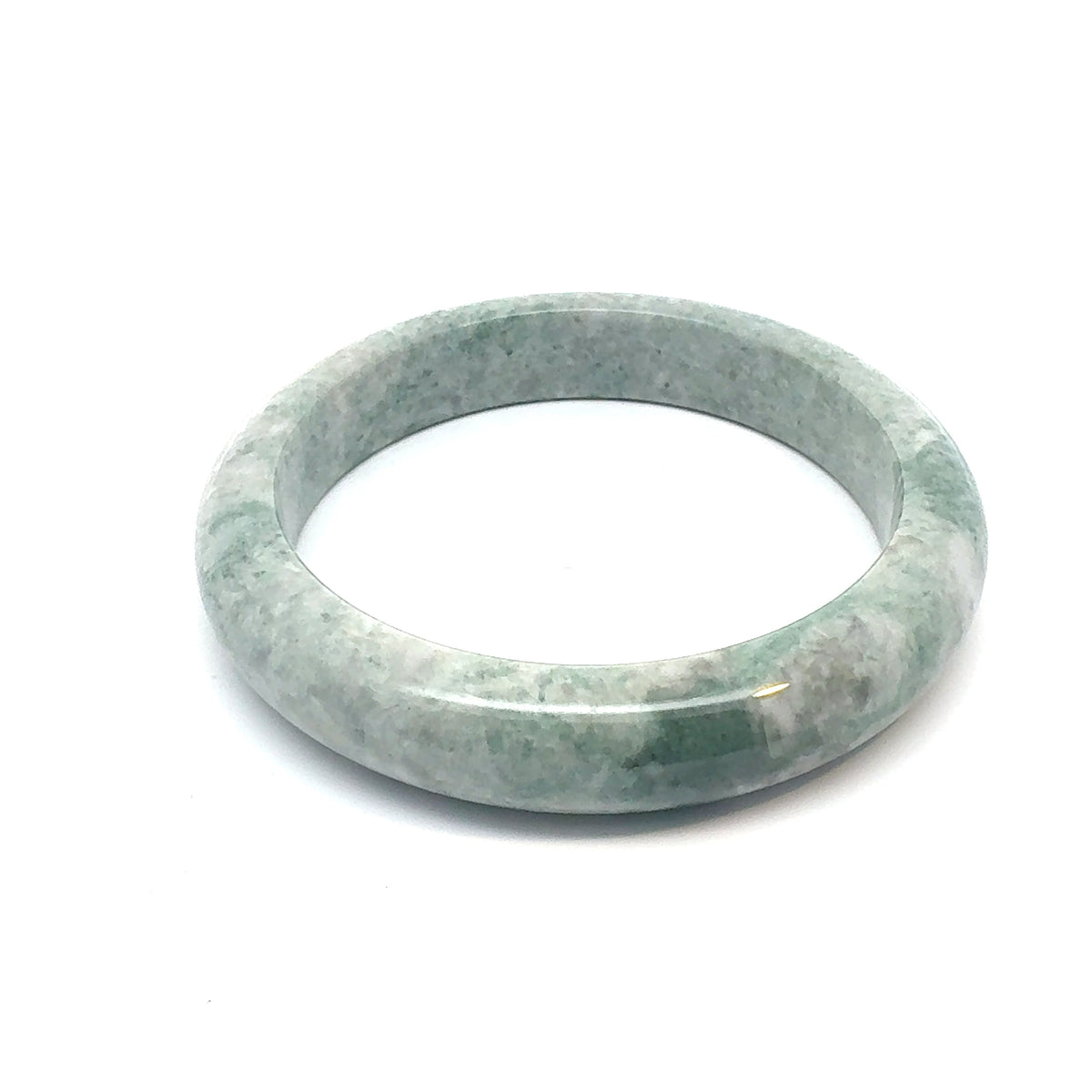 QAR Kazakh Jadeite Bangle, Green and White, Natural Type A