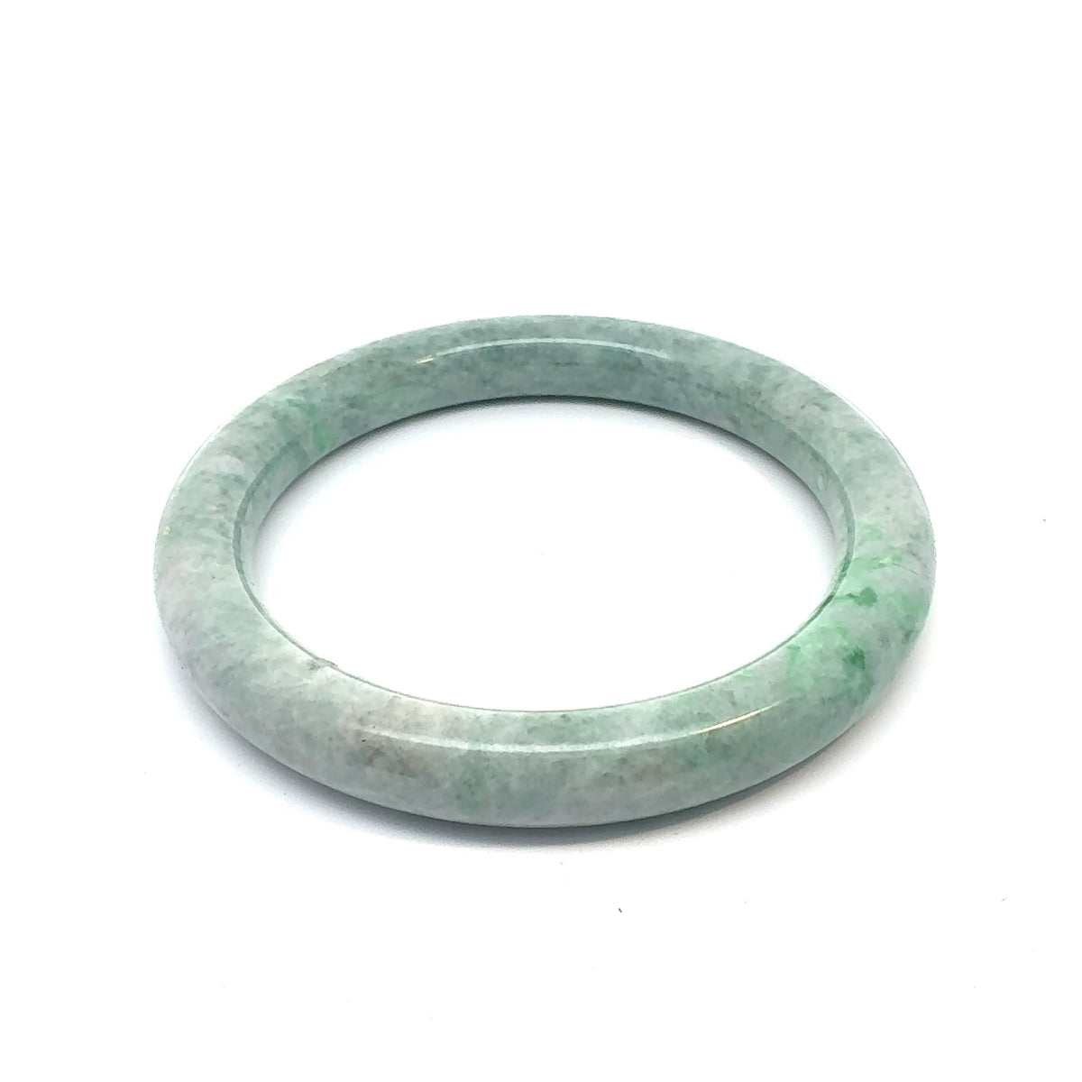 QAR Kazakh Jadeite Bangle, Pale Green and White, Natural Type A