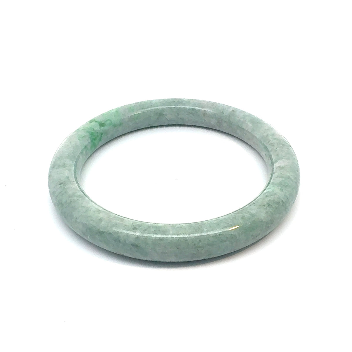 QAR Kazakh Jadeite Bangle, Pale Green and White, Natural Type A