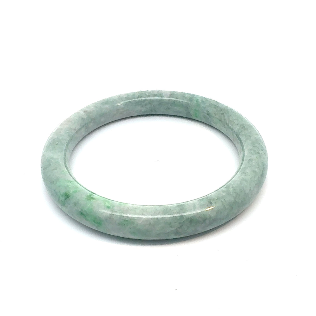 QAR Kazakh Jadeite Bangle, Pale Green and White, Natural Type A