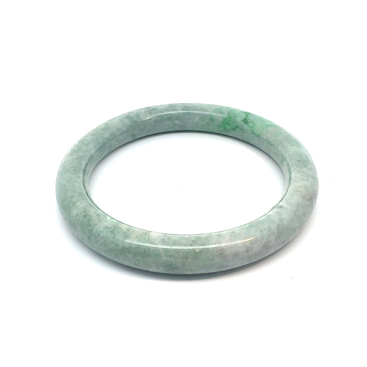 QAR Kazakh Jadeite Bangle, Pale Green and White, Natural Type A