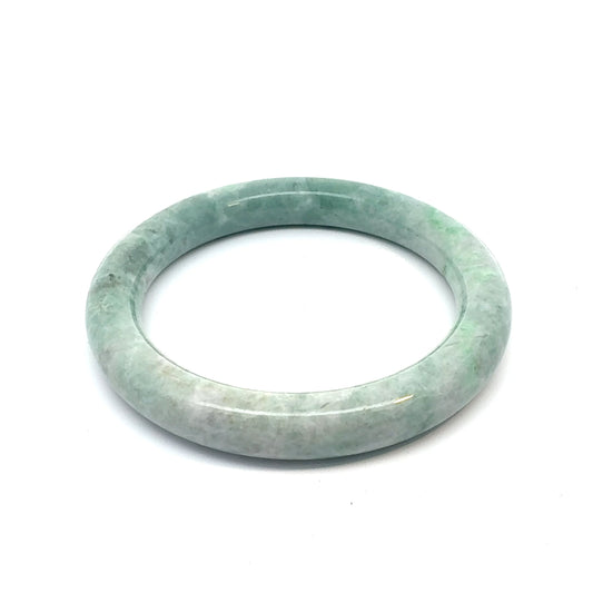59.23 mm QAR Kazakh Jadeite Bangle, Light Green and White, Natural Type A