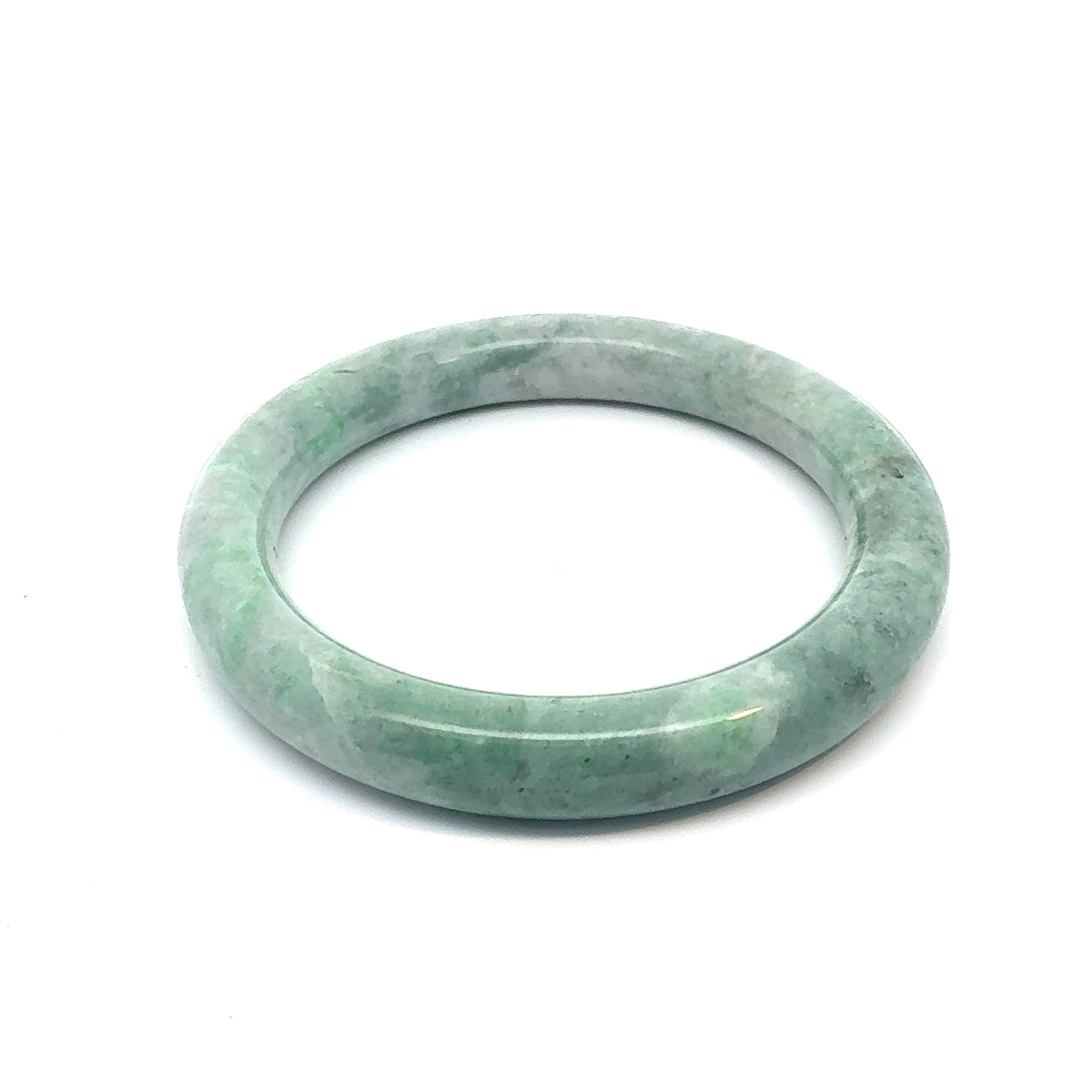 QAR Kazakh Jadeite Bangle, Light Green and White, Natural Type A