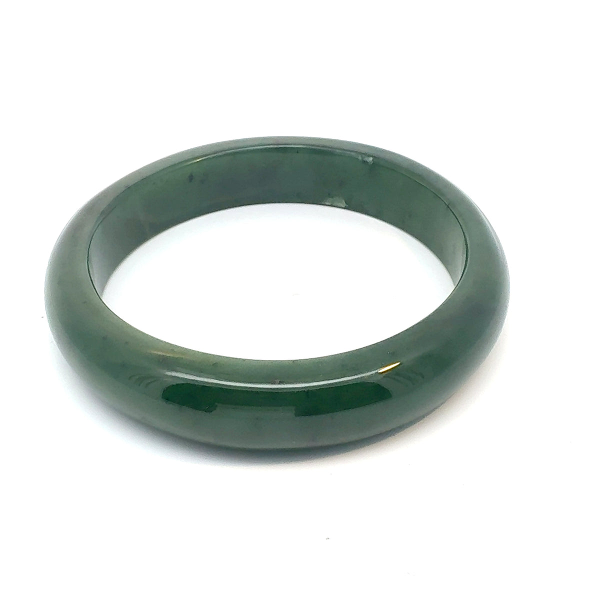 Classic Green Pakistani Nephrite Bangle, Natural Type A
