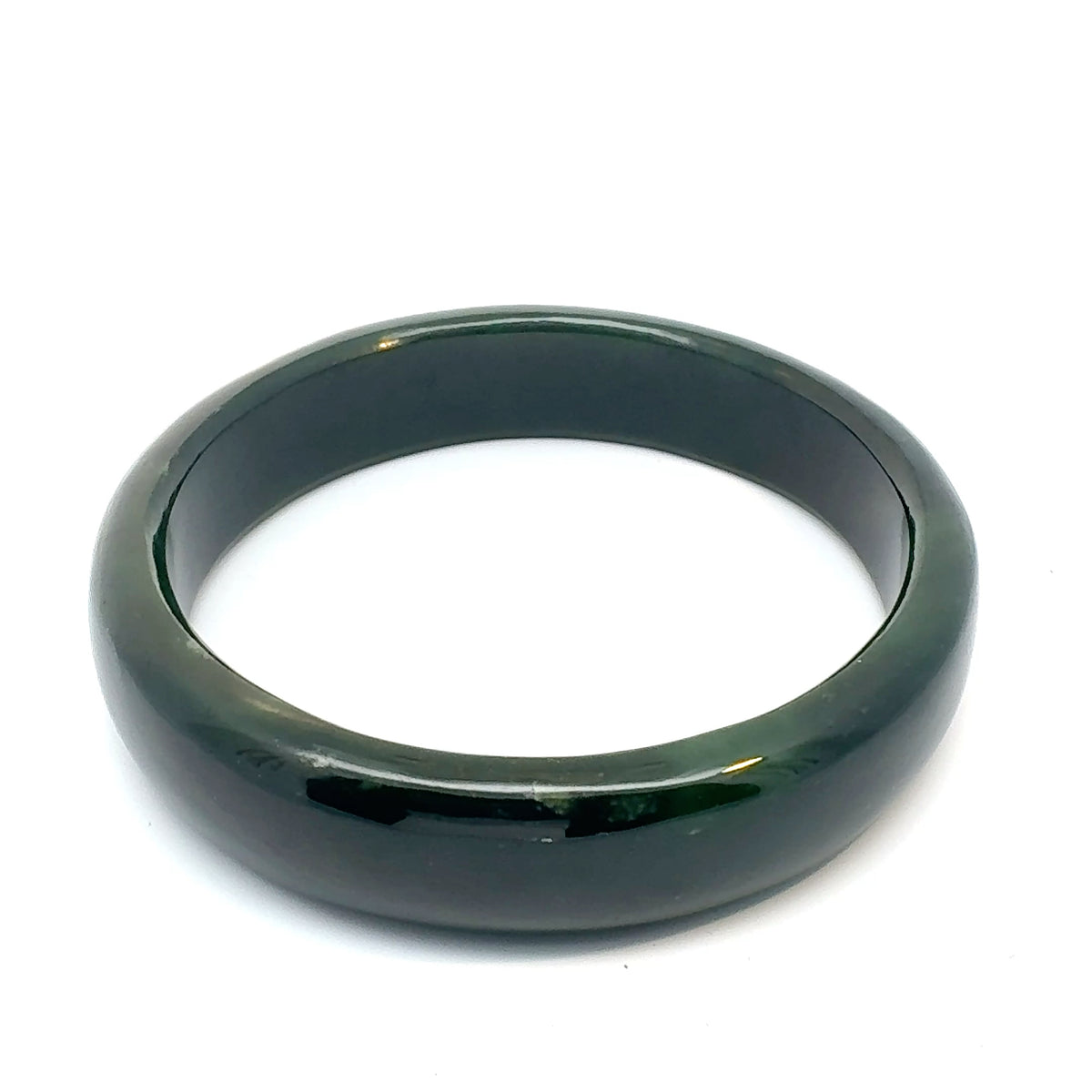Mirror-Polished Dark Green Pakistani Nephrite Bangle, Type A