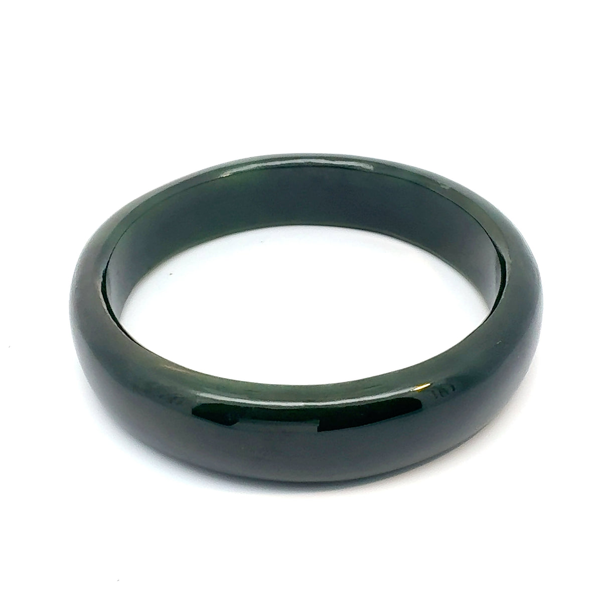 Mirror-Polished Dark Green Pakistani Nephrite Bangle, Type A