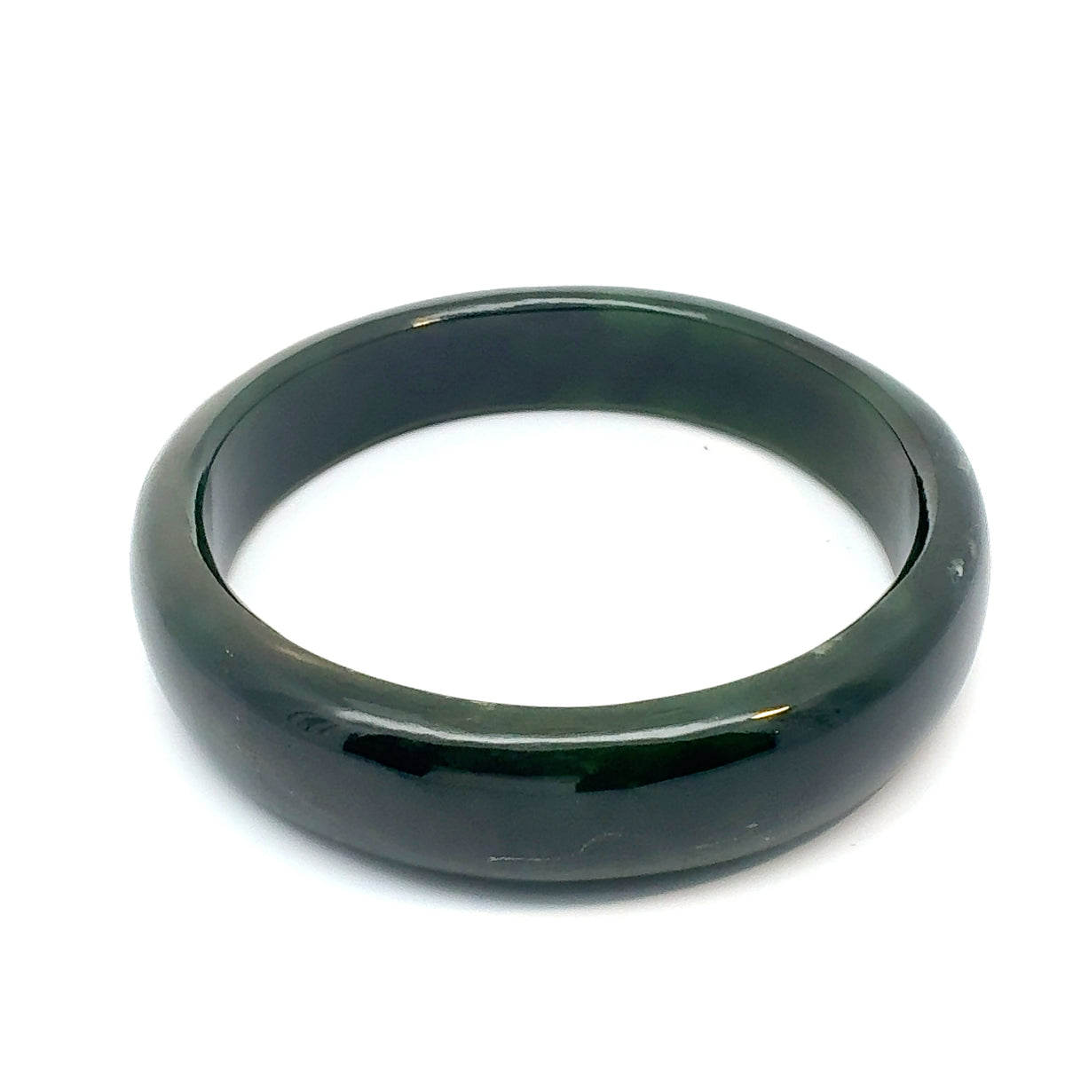 Mirror-Polished Dark Green Pakistani Nephrite Bangle, Type A