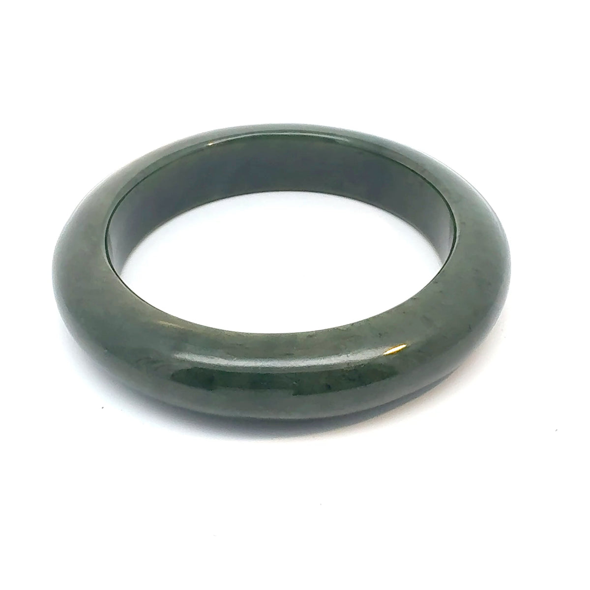 Minimalist Dark Green Pakistani Nephrite Bangle, Type A