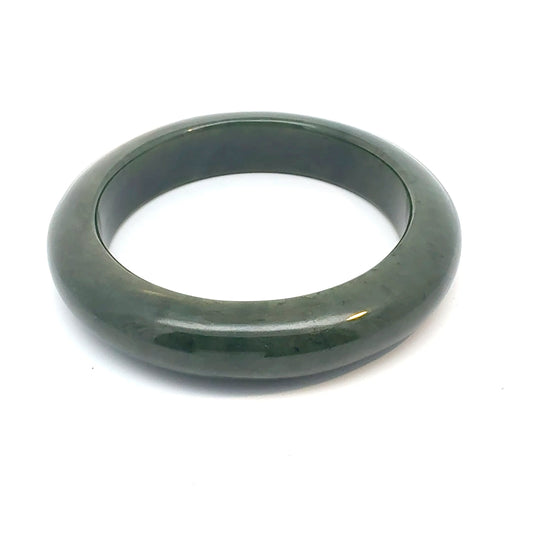 Minimalist Dark Green Pakistani Nephrite Bangle, Type A