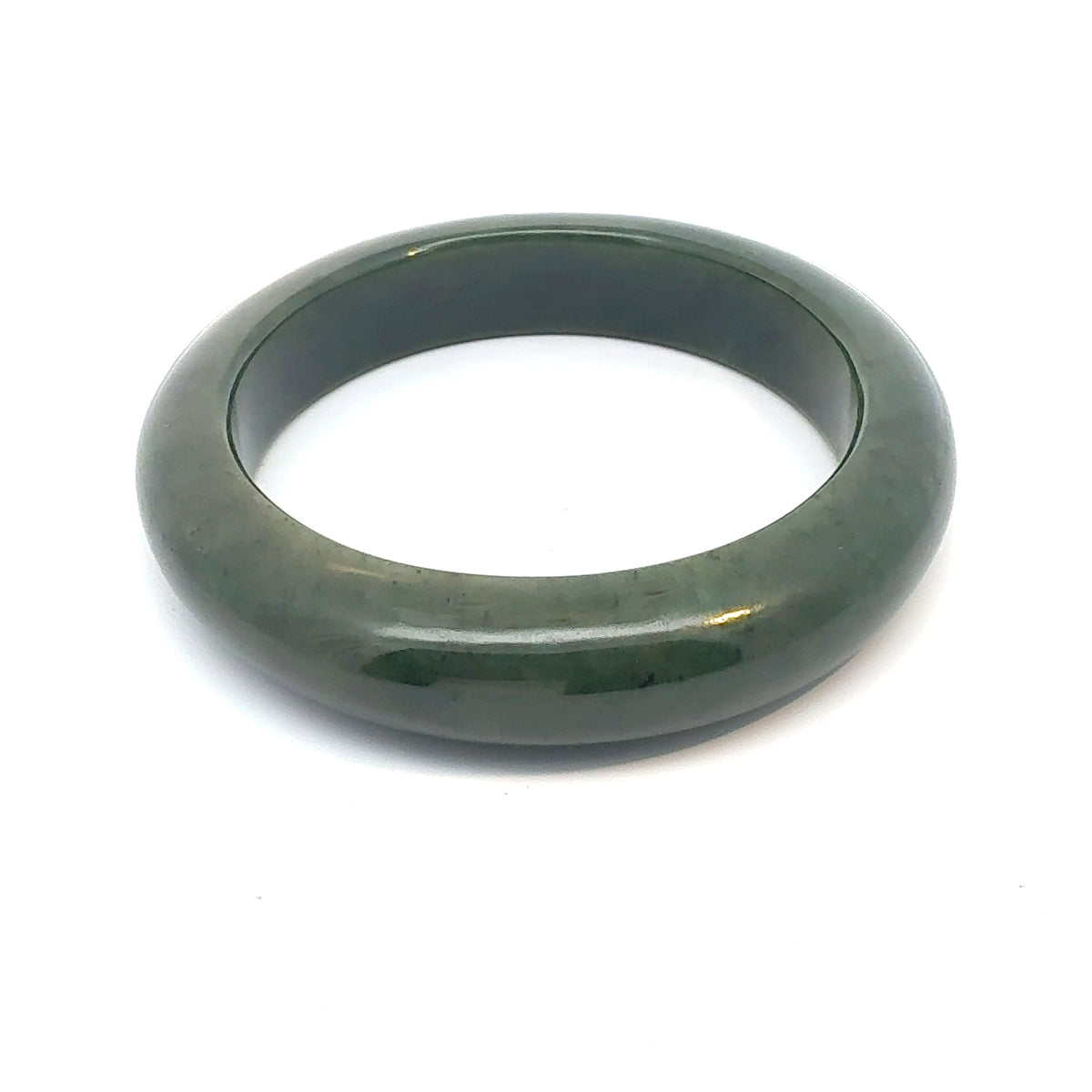 Minimalist Dark Green Pakistani Nephrite Bangle, Type A