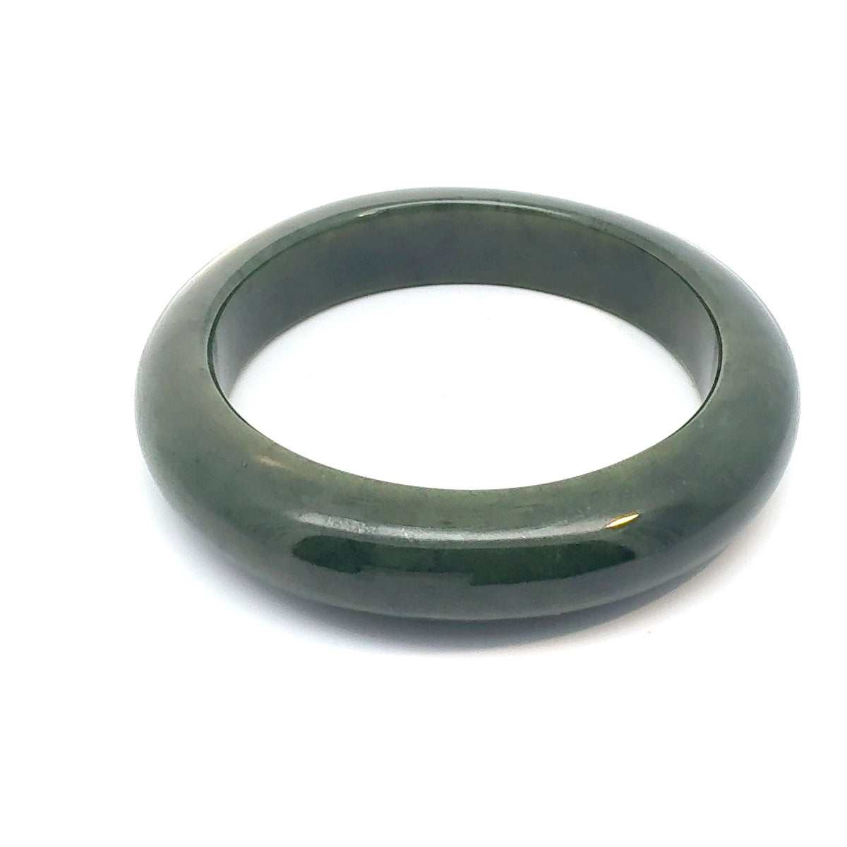 Minimalist Dark Green Pakistani Nephrite Bangle, Type A