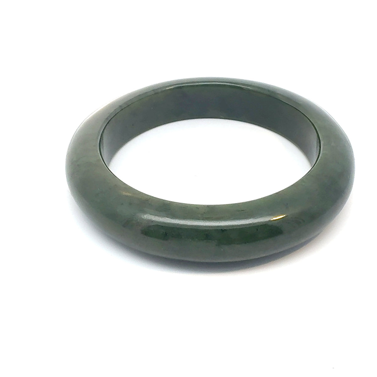 Minimalist Dark Green Pakistani Nephrite Bangle, Type A