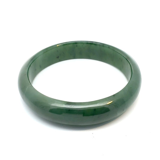 Solid Green Pakistani Nephrite Bangle, Natural Type A