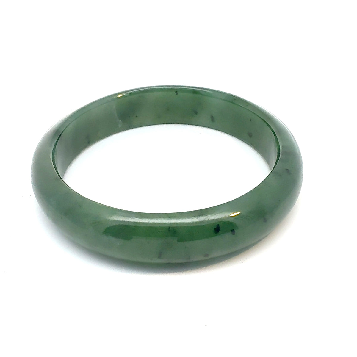 Solid Green Pakistani Nephrite Bangle, Natural Type A