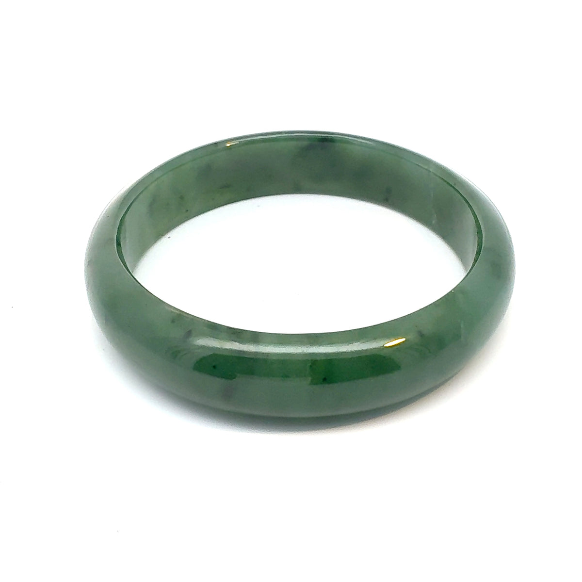 Solid Green Pakistani Nephrite Bangle, Natural Type A