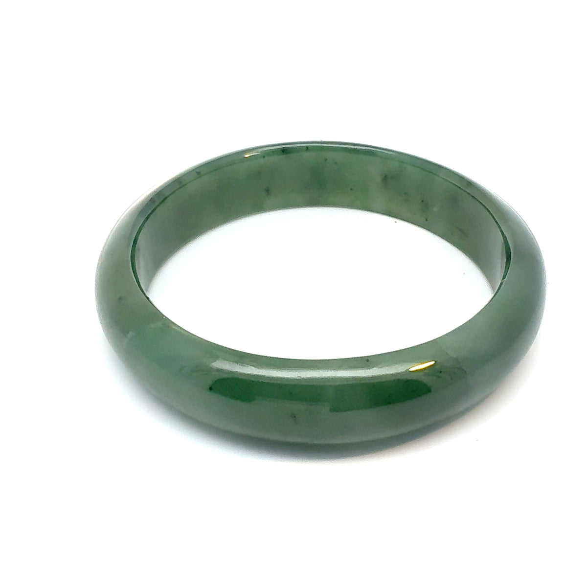 Solid Green Pakistani Nephrite Bangle, Natural Type A