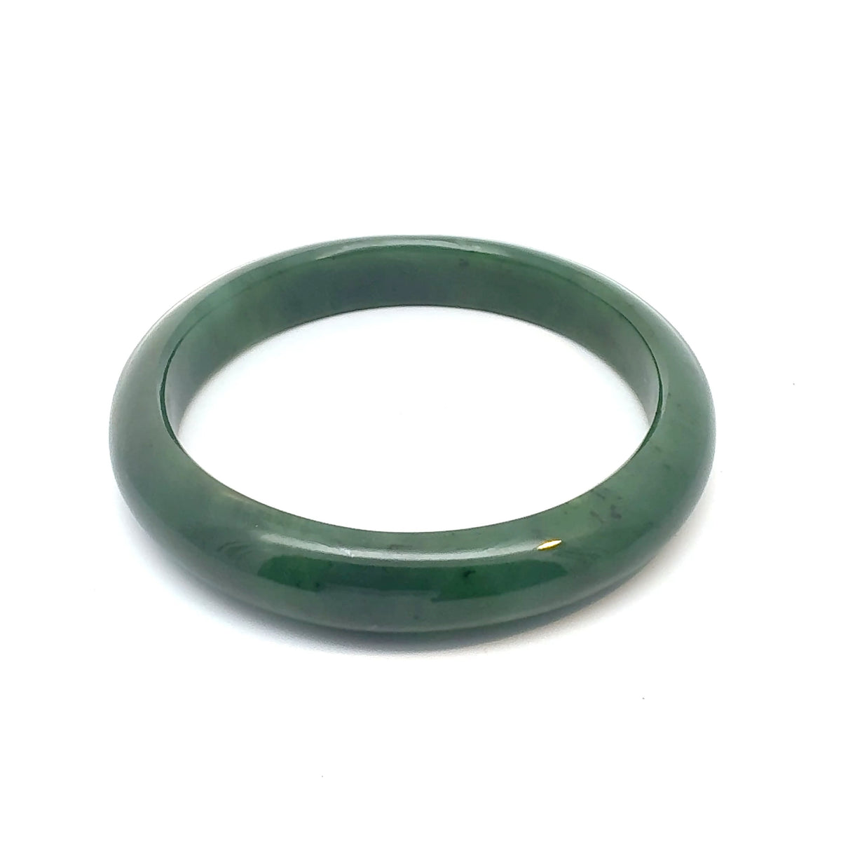 Smooth Forest Green Pakistani Nephrite Bangle, Natural Type A
