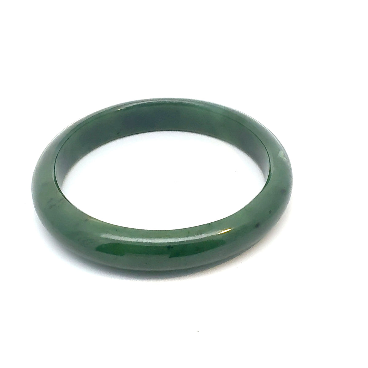 Smooth Forest Green Pakistani Nephrite Bangle, Natural Type A