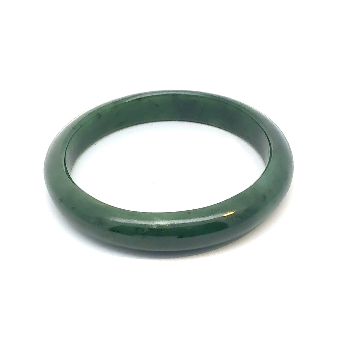 Smooth Forest Green Pakistani Nephrite Bangle, Natural Type A