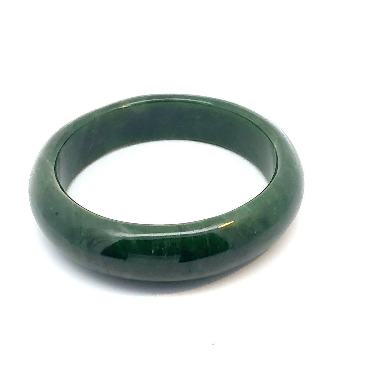 Dark Spinach Green Pakistani Nephrite Bangle, Natural Type A