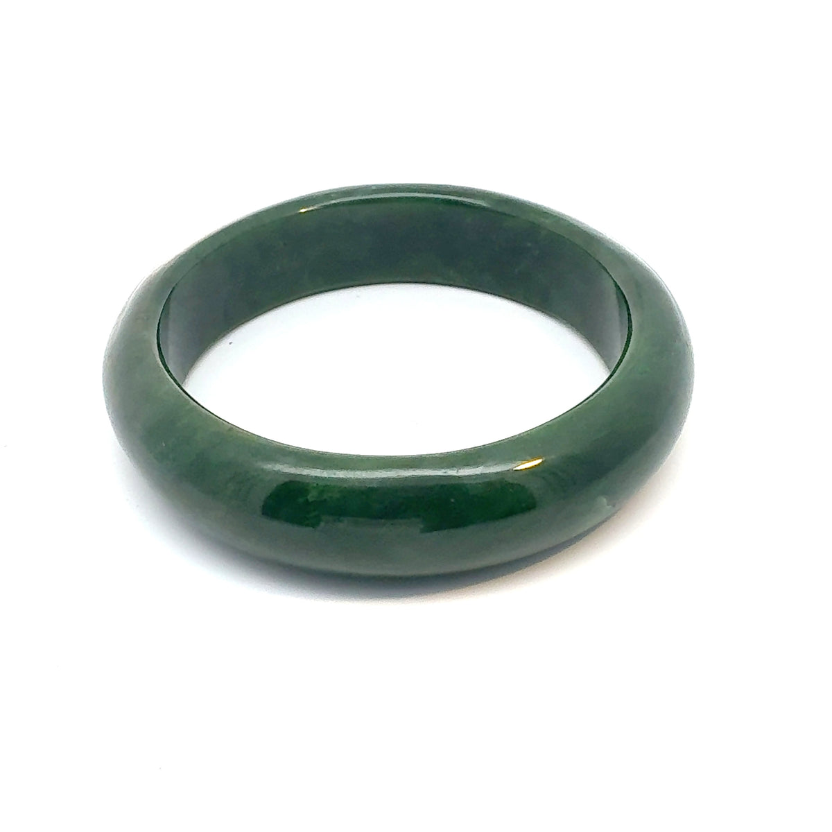 Dark Spinach Green Pakistani Nephrite Bangle, Natural Type A