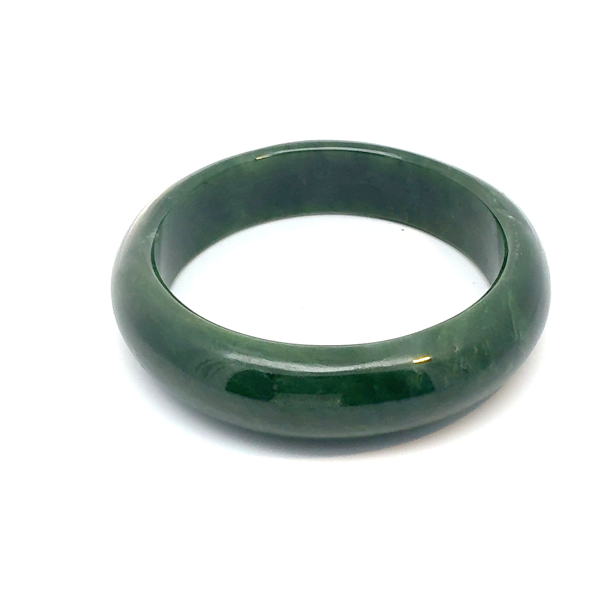 Dark Spinach Green Pakistani Nephrite Bangle, Natural Type A