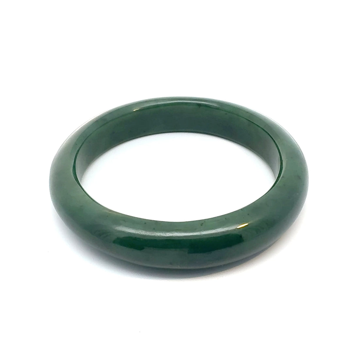 Solid Dark Green Pakistani Nephrite Bangle, Natural Type A