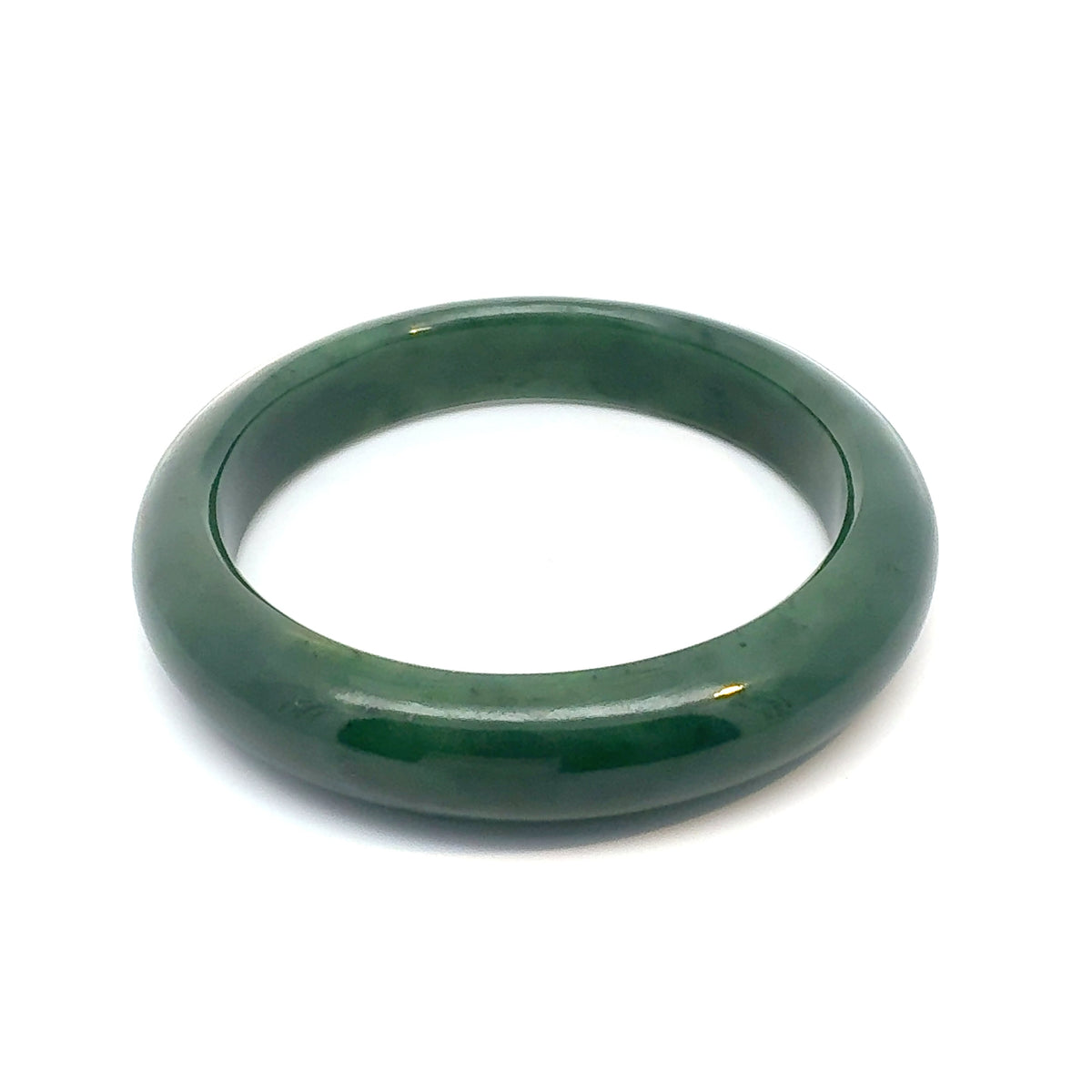 Solid Dark Green Pakistani Nephrite Bangle, Natural Type A