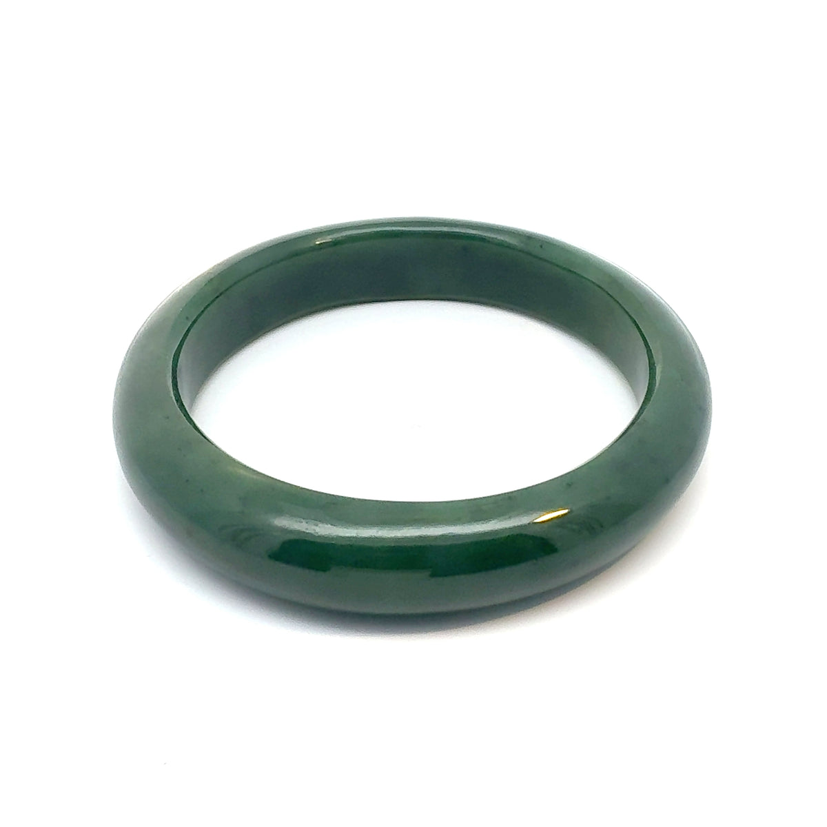 Solid Dark Green Pakistani Nephrite Bangle, Natural Type A