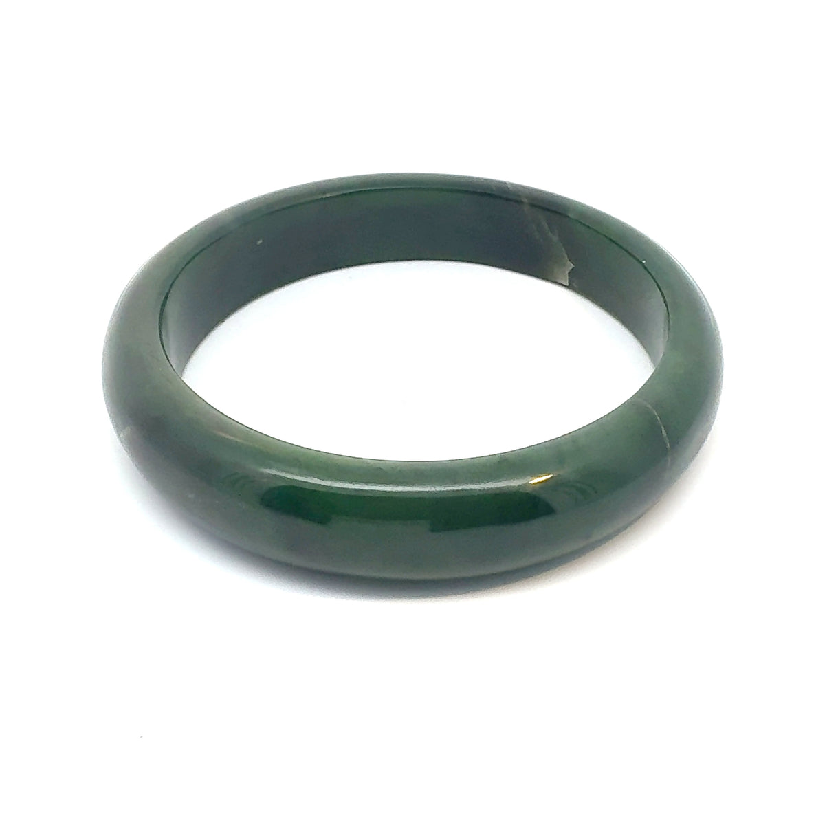 Deep Green Pakistani Nephrite Bangle, Cracked, Sold As-Is