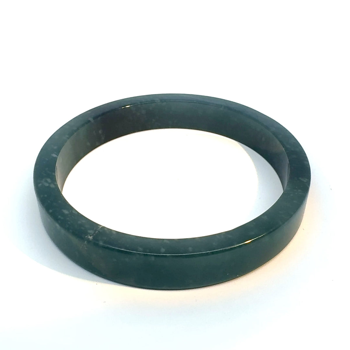 69.5 mm Princesa Blue Guatemalan Jadeite Square-Edge Bangle, Artisan-Carved