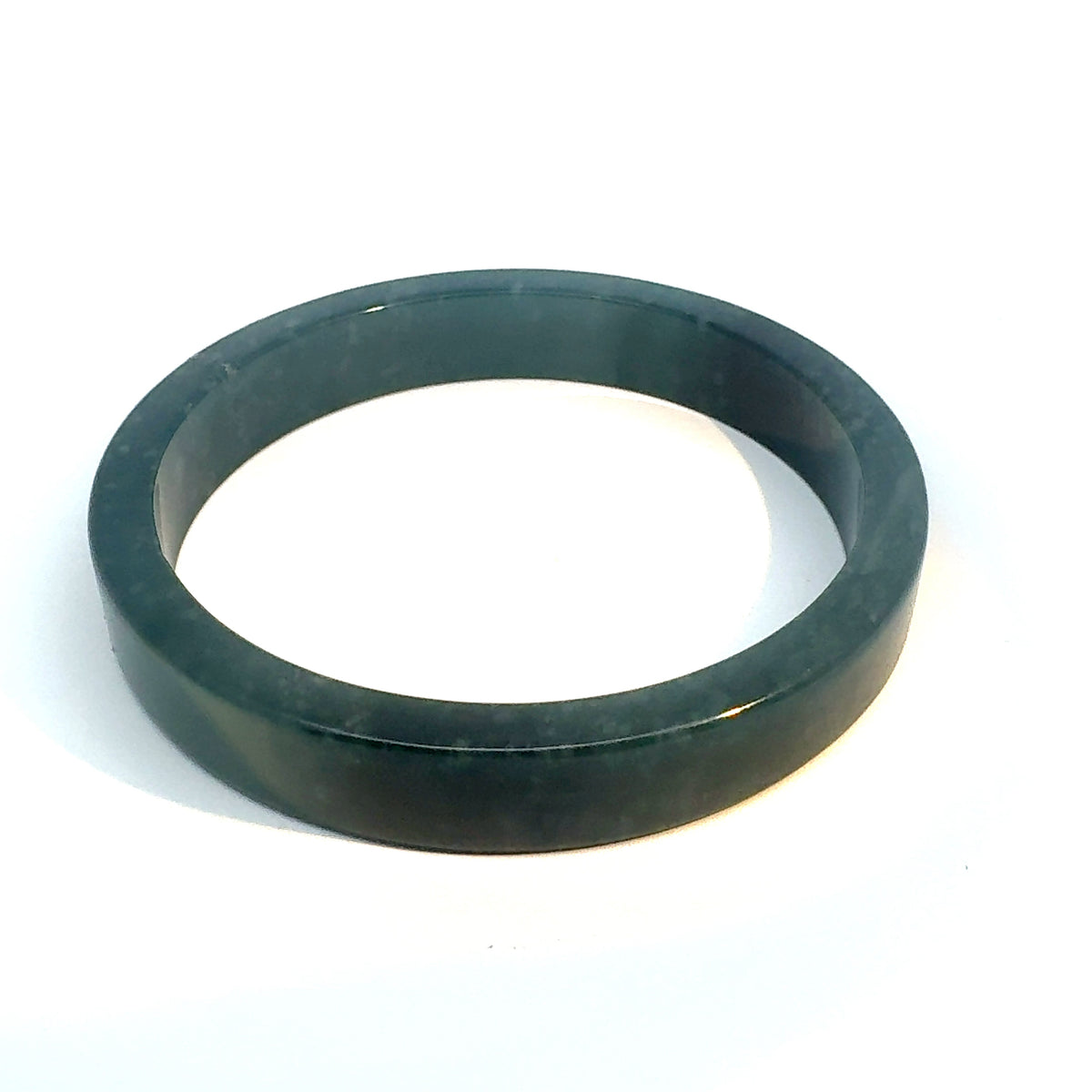69.5 mm Princesa Blue Guatemalan Jadeite Square-Edge Bangle, Artisan-Carved