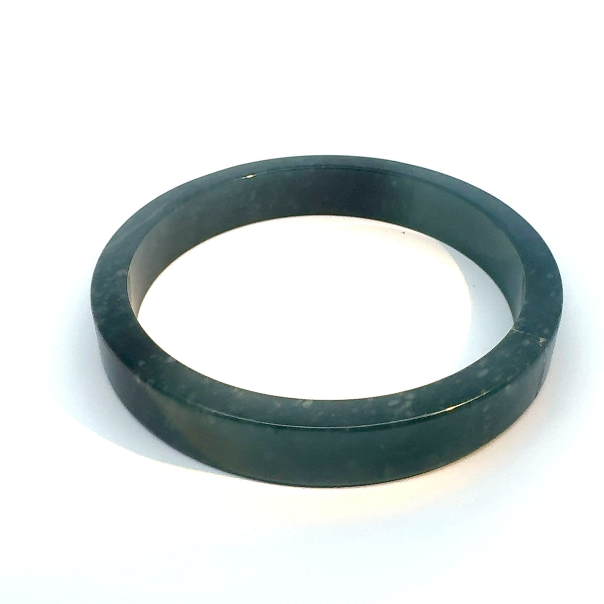 69.5 mm Princesa Blue Guatemalan Jadeite Square-Edge Bangle, Artisan-Carved