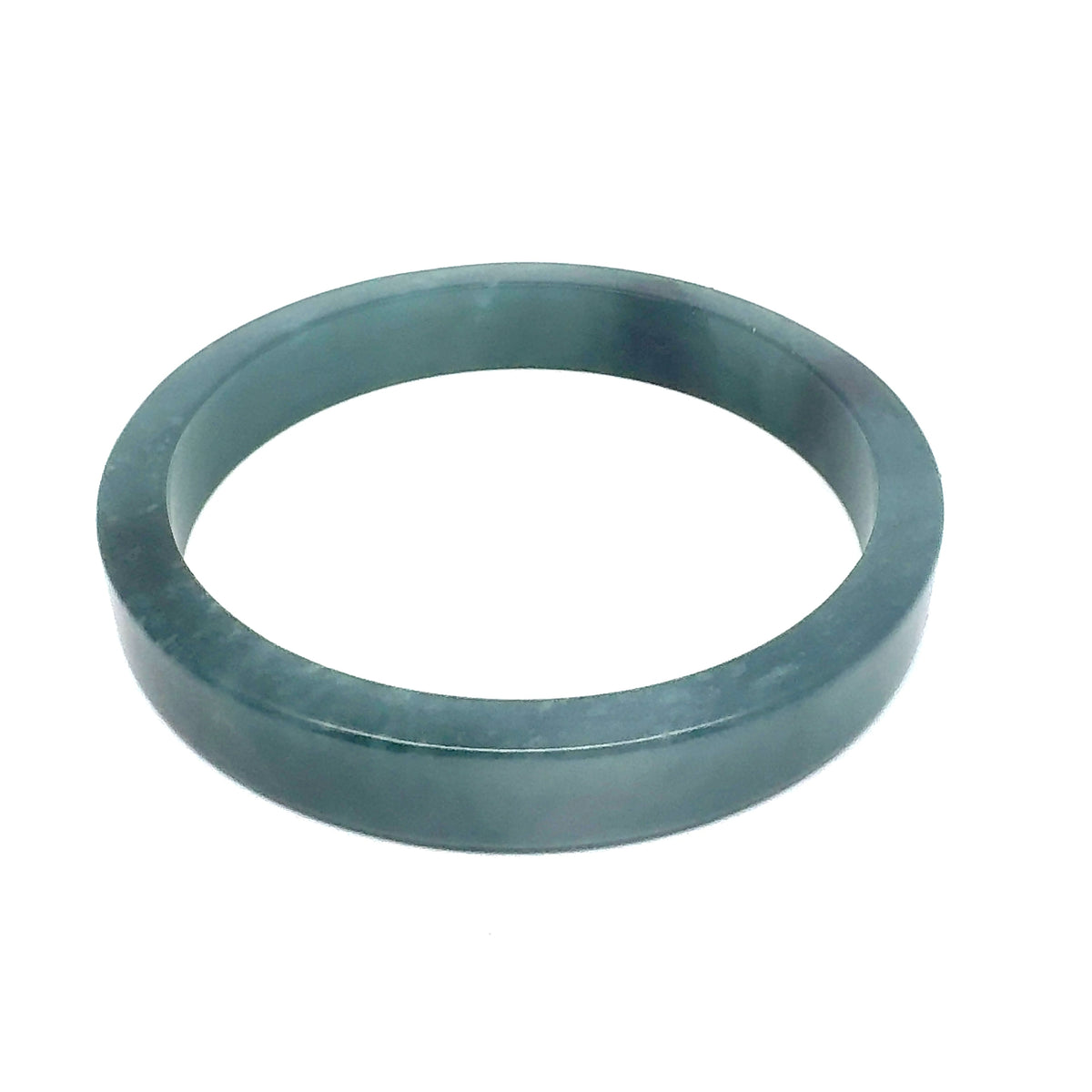 69.5 mm Princesa Blue Guatemalan Jadeite Square-Edge Bangle, Unique Pattern