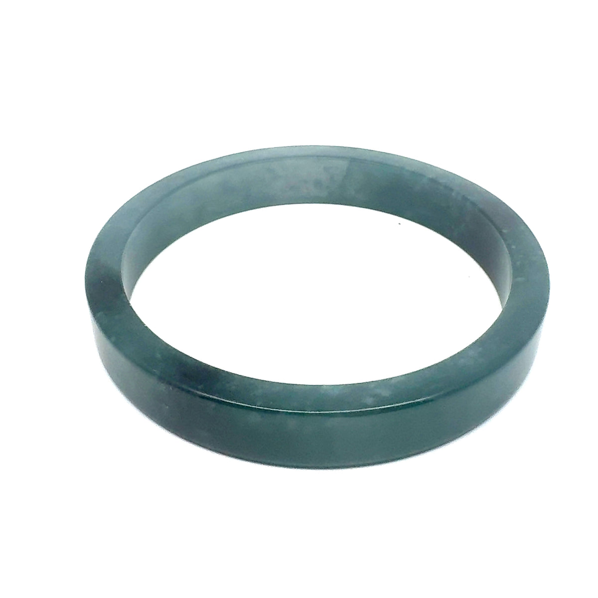 69.5 mm Princesa Blue Guatemalan Jadeite Square-Edge Bangle, Unique Pattern
