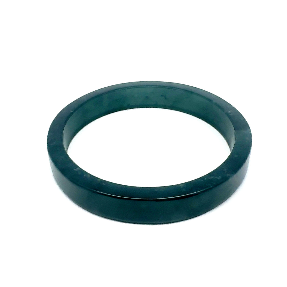 69.5 mm Princesa Blue Guatemalan Jadeite Square-Edge Bangle, Natural Mottling