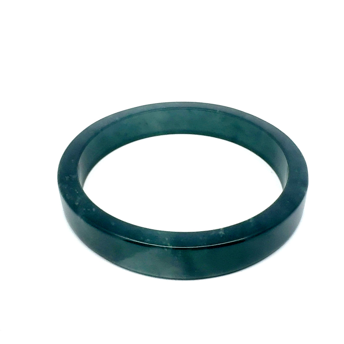 69.5 mm Princesa Blue Guatemalan Jadeite Square-Edge Bangle, Natural Mottling