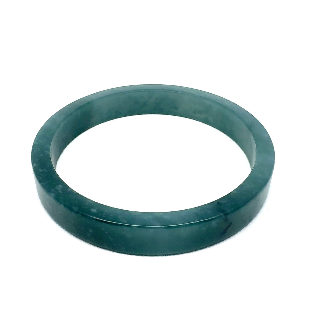 70.5 mm Princesa Blue Guatemalan Jadeite Square-Edge Bangle, Artisan-Carved
