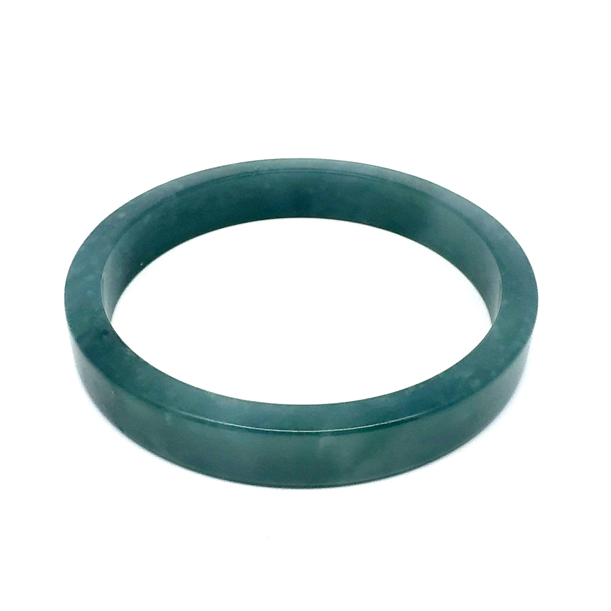 70.5 mm Princesa Blue Guatemalan Jadeite Square-Edge Bangle, Artisan-Carved