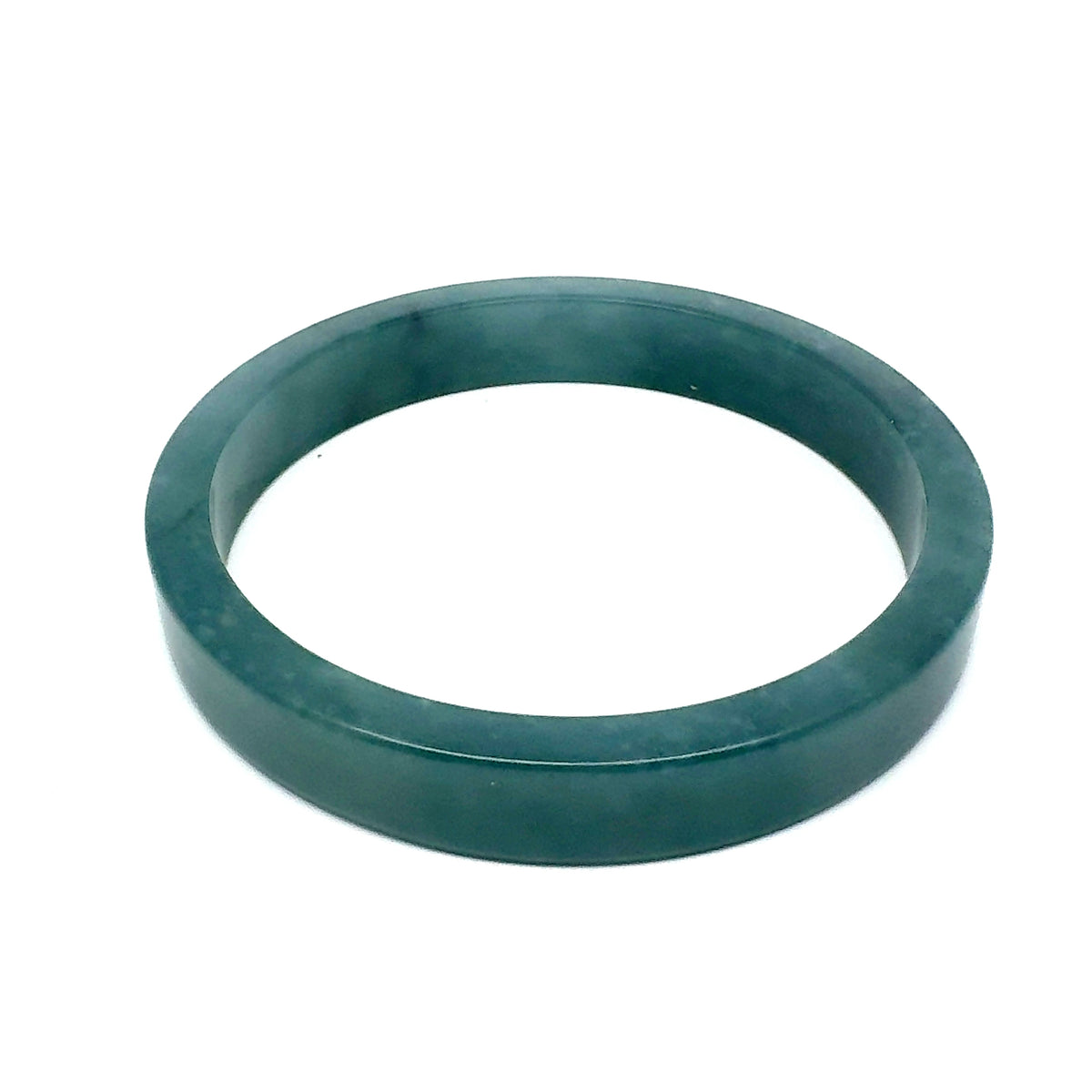 70.5 mm Princesa Blue Guatemalan Jadeite Square-Edge Bangle, Artisan-Carved