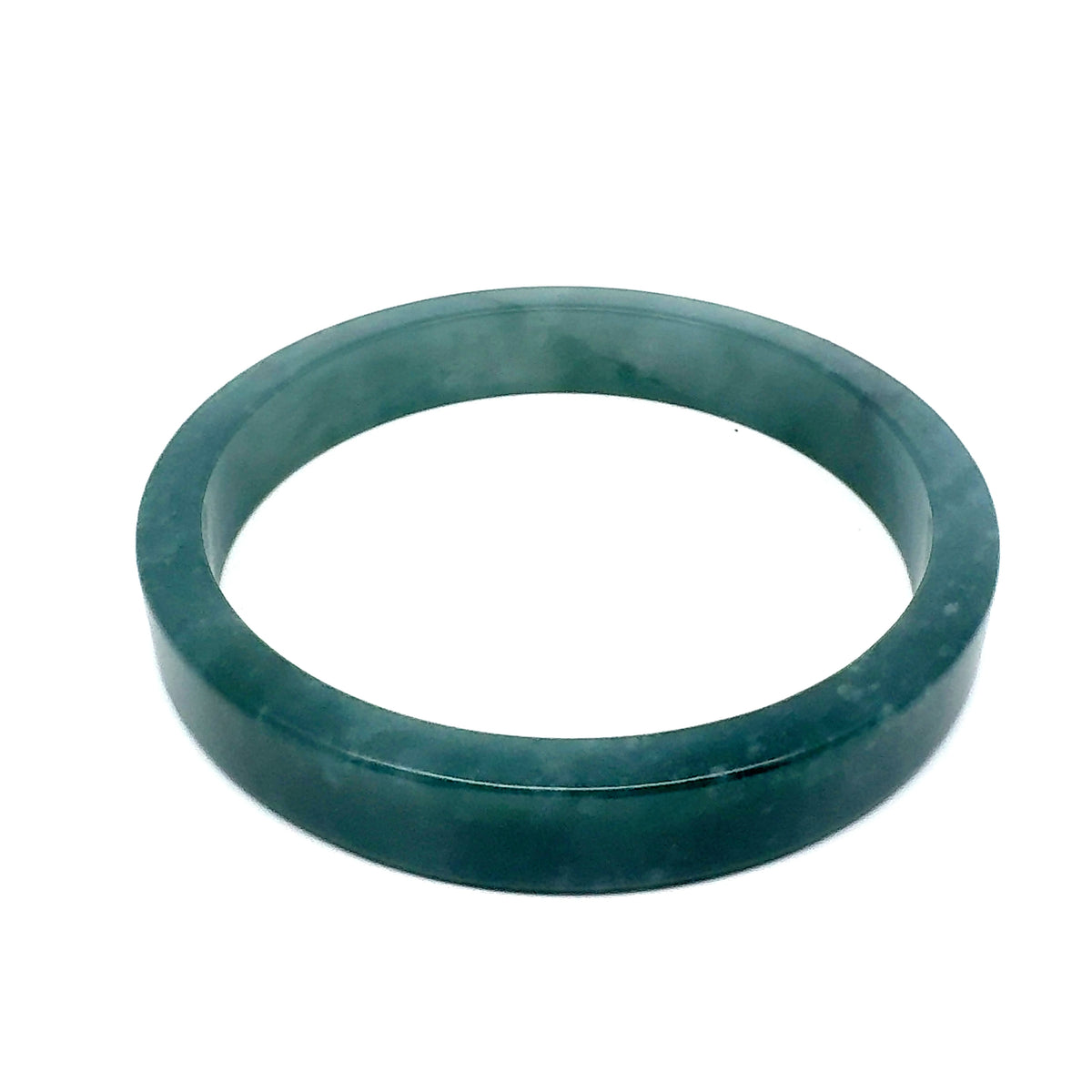 70.5 mm Princesa Blue Guatemalan Jadeite Square-Edge Bangle, Artisan-Carved