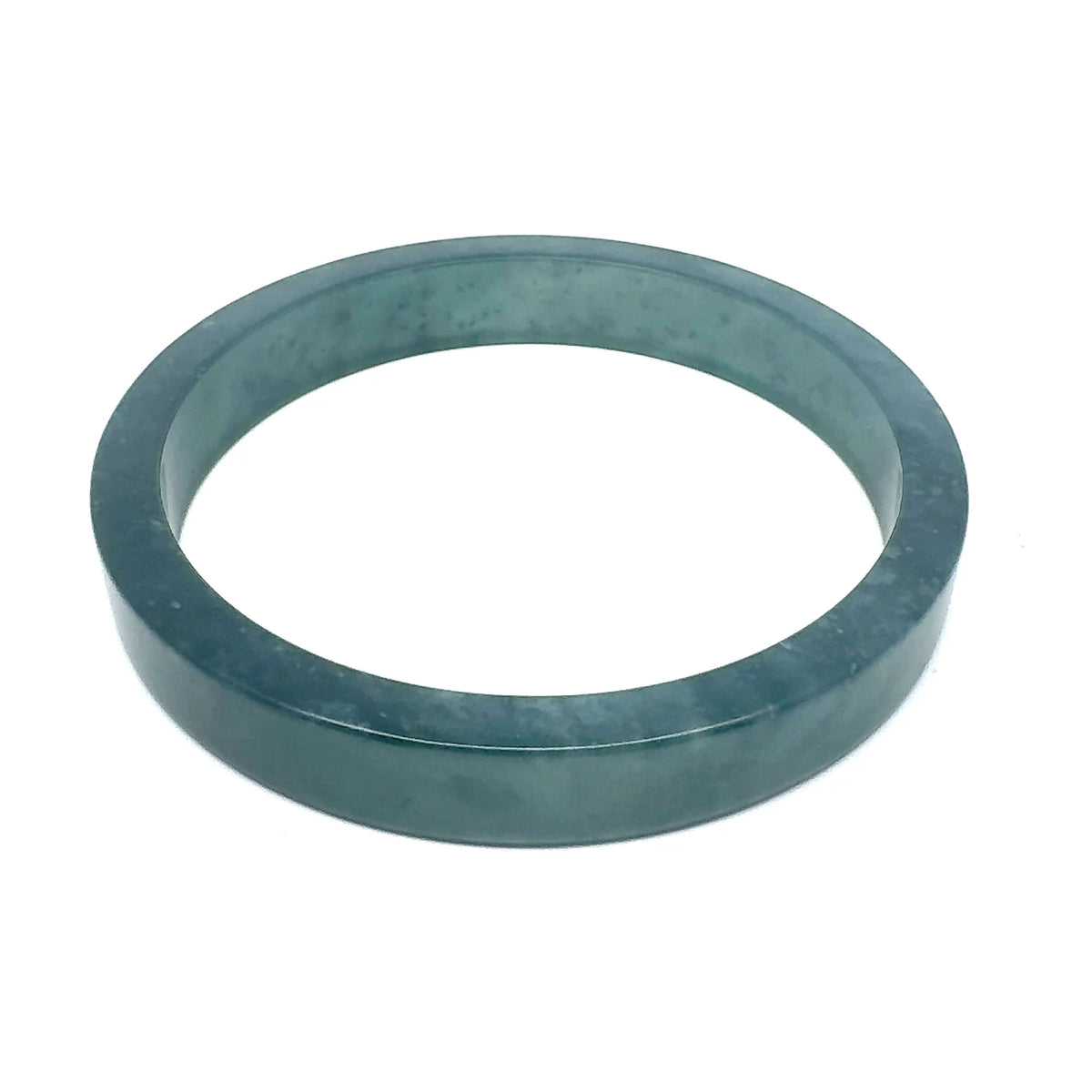 70.5 mm Princesa Blue Guatemalan Jadeite Square-Edge Bangle, Natural Pattern