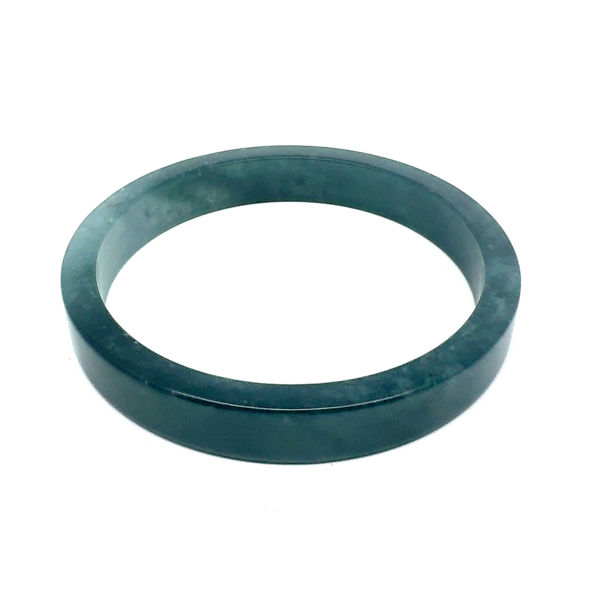 70.5 mm Princesa Blue Guatemalan Jadeite Square-Edge Bangle, Flat-Edge Profile