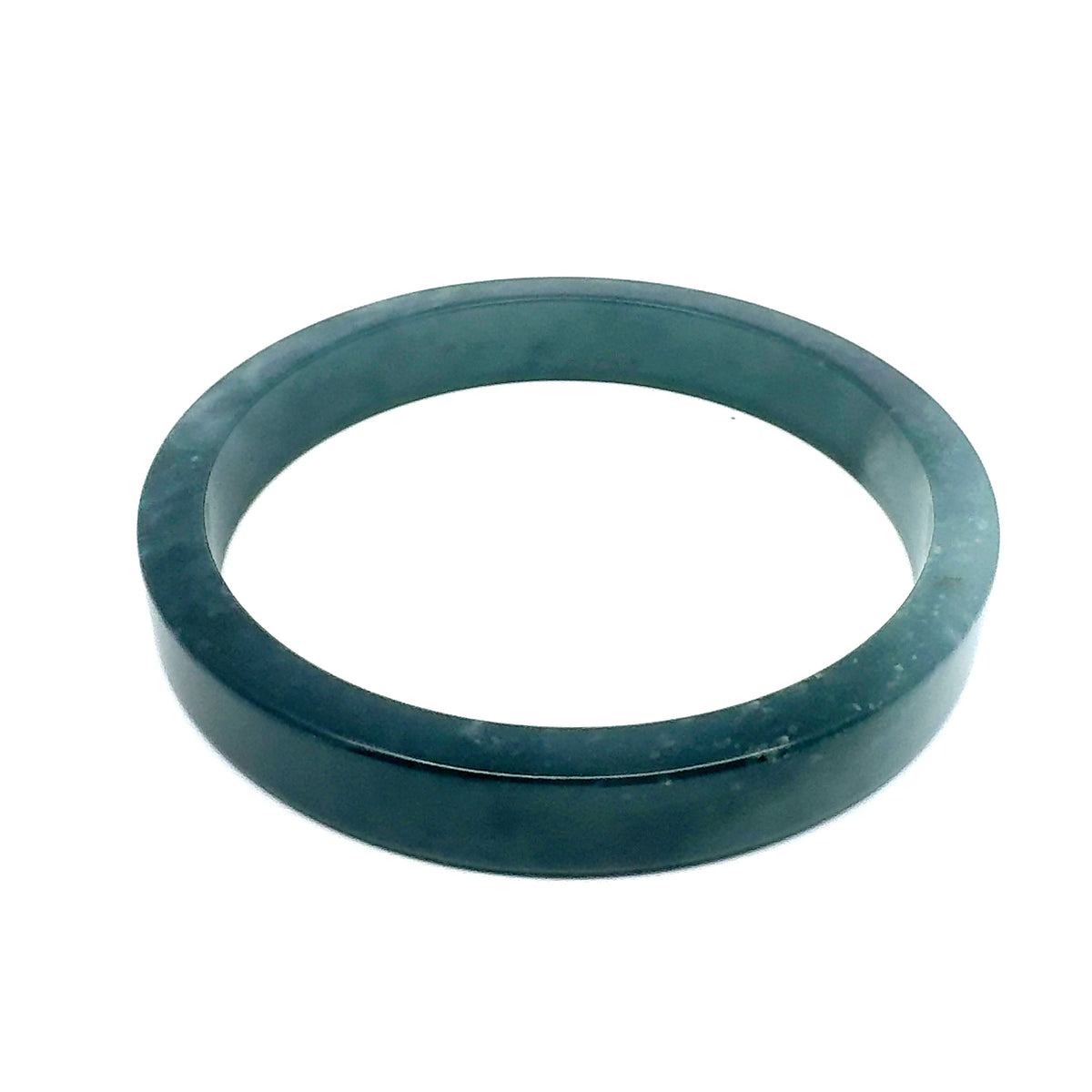 70.5 mm Princesa Blue Guatemalan Jadeite Square-Edge Bangle, Flat-Edge Profile