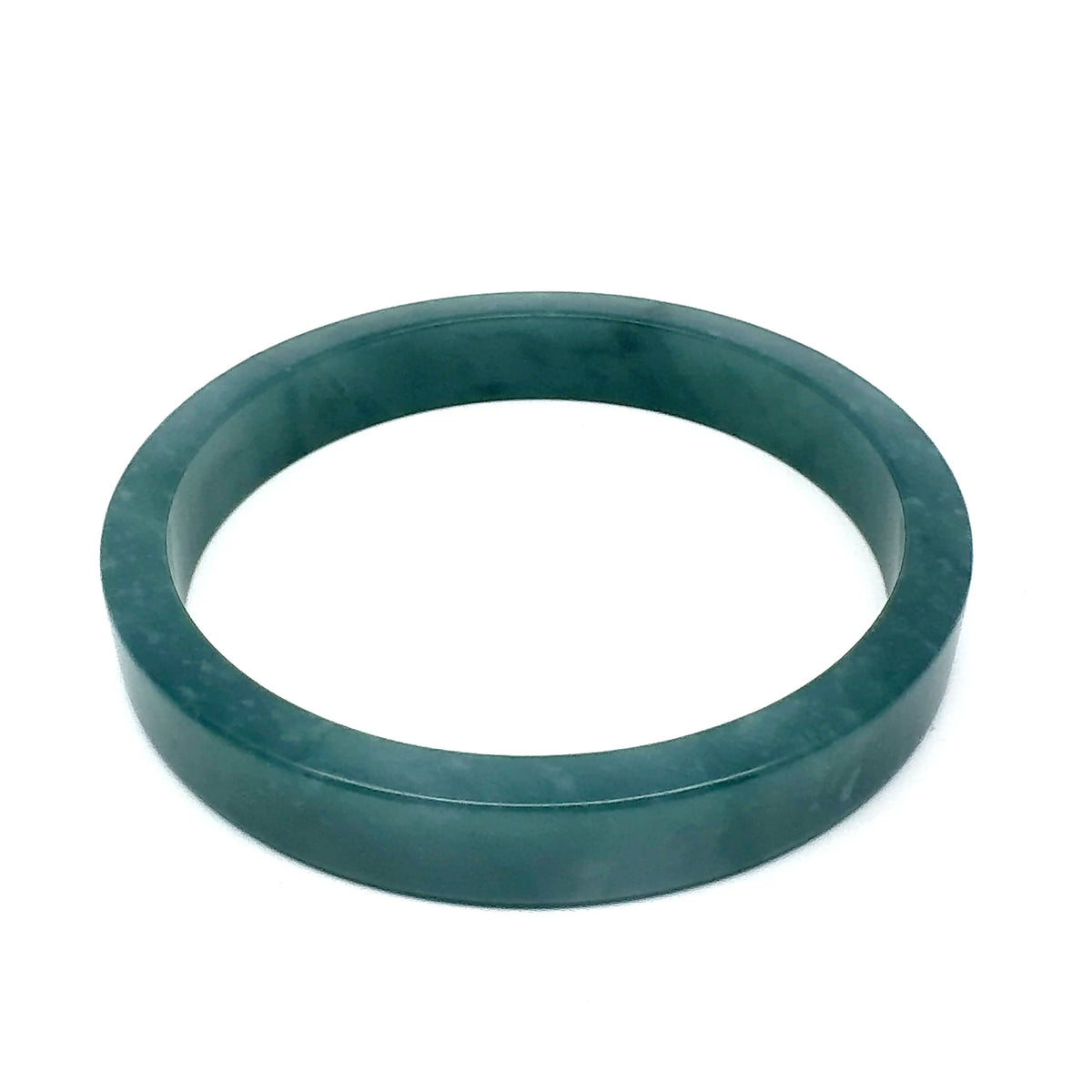 70.5 mm Princesa Blue Guatemalan Jadeite Square-Edge Bangle, Subtle Mottling