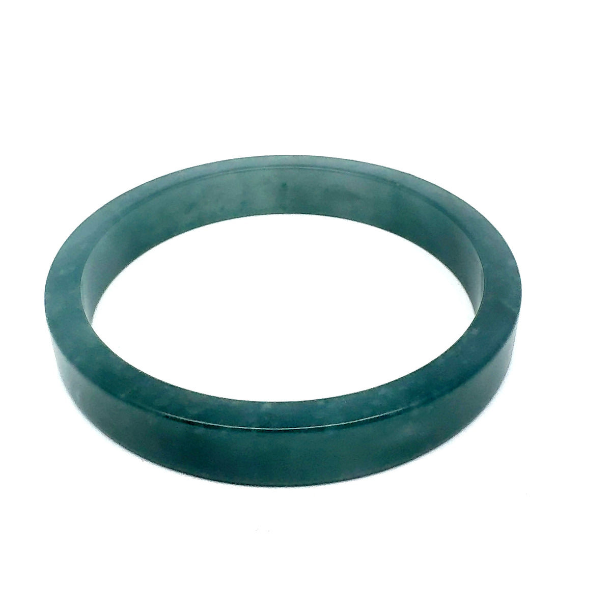 70.5 mm Princesa Blue Guatemalan Jadeite Square-Edge Bangle, Subtle Mottling