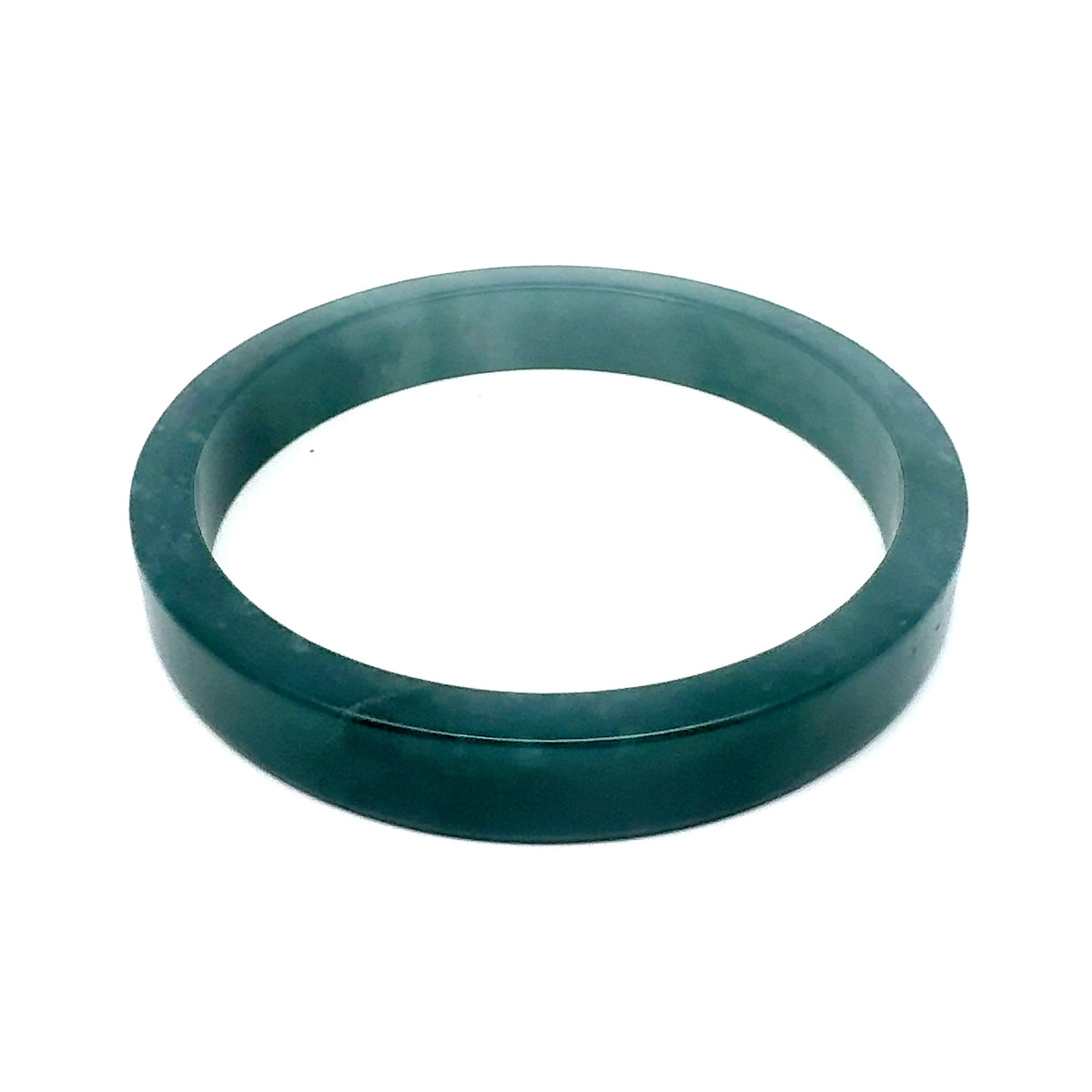 70.5 mm Princesa Blue Guatemalan Jadeite Square-Edge Bangle, Subtle Mottling